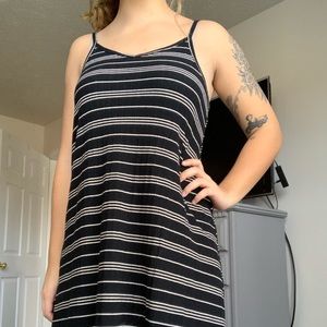 Black and white striped tank top dress